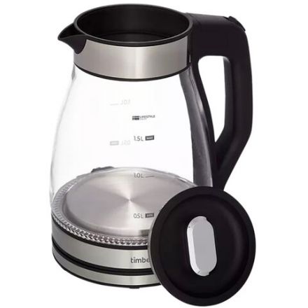 Чайник со съемным заварником TIMBERK T-EK27G02, 1,5 л, 1800 Вт, закрытый нагревательный элемент, стекло, стальной Чайник со съемным заварником TIMBERK T-EK27G02, 1,5 л, 1800 Вт, закрытый нагревательный элемент, стекло, стальной