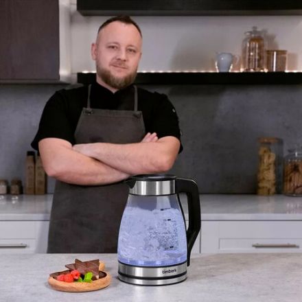 Чайник со съемным заварником TIMBERK T-EK27G02, 1,5 л, 1800 Вт, закрытый нагревательный элемент, стекло, стальной Чайник со съемным заварником TIMBERK T-EK27G02, 1,5 л, 1800 Вт, закрытый нагревательный элемент, стекло, стальной