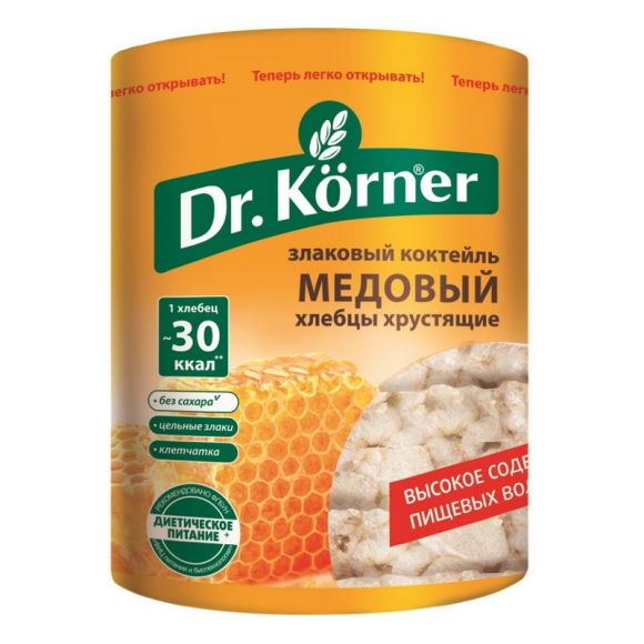 Хлебцы хрустящие Злаковый коктейль медовый Dr.Korner 100 гр