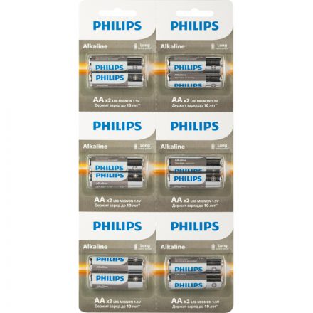Батарейка Philips Entry АА LR6-2BL/LR6A12S/51 алкалин. 1,5v 2х6 шт/уп Батарейка Philips Entry АА LR6-2BL/LR6A12S/51 алкалин. 1,5v 2х6 шт/уп