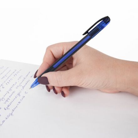 Ручка шариковая масляная с грипом UNI (Япония) "JetStream", СИНЯЯ, корпус синий, узел 0,7 мм, линия письма 0,35 мм, SX-101-07 BLUE