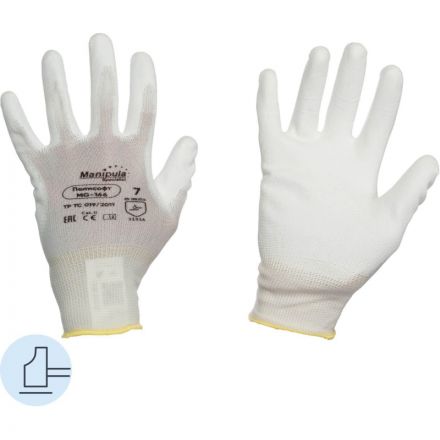 Перчатки защитные полиэфир/полиуретан, белый Manipula ПОЛИСОФТ (MG-166) р.7 Перчатки защитные полиэфир/полиуретан, белый Manipula ПОЛИСОФТ (MG-166) р.7