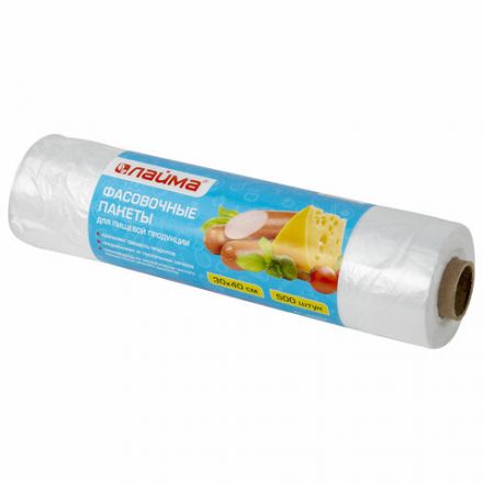 Пакеты фасовочные 30х40 см КОМПЛЕКТ 500 шт., ПНД, 8 мкм, рулон на втулке, LAIMA, 605953 Пакеты фасовочные 30х40 см КОМПЛЕКТ 500 шт., ПНД, 8 мкм, рулон на втулке, LAIMA, 605953