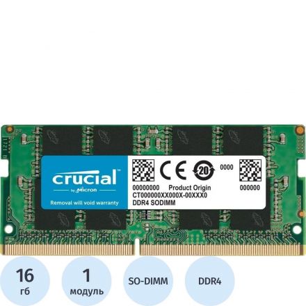 Модуль памяти Crucial DDR4 SODIMM 16GB (CT16G4SFRA32A) PC4-25600, 3200MHz Модуль памяти Crucial DDR4 SODIMM 16GB (CT16G4SFRA32A) PC4-25600, 3200MHz