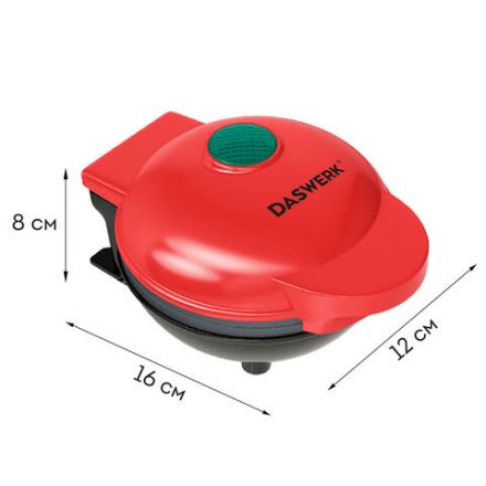 Электровафельница антипригарная для венских и бельгийских вафель, d12см, 350 Вт, DASWERK (ДАСВЕРК), WM-1, 455523