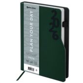 Ежедневник датированный 2026, А5, 150x213 мм, BRAUBERG "Up", под кожу, софт-тач, держатель для ручки, зеленый, 117117 Ежедневник датированный 2026, А5, 150x213 мм, BRAUBERG "Up", под кожу, софт-тач, держатель для ручки, зеленый, 117117