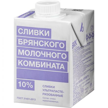 Сливки БМК ультрапастеризованные 10%, 500 г Сливки БМК ультрапастеризованные 10%, 500 г