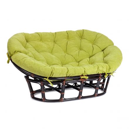 Диван Мамасан/Mamasan (23/02 W) /с подушкой и ремешками/ подушка 182х119см, 169х102х80см, античный черно-коричневый, флок, олива, 23