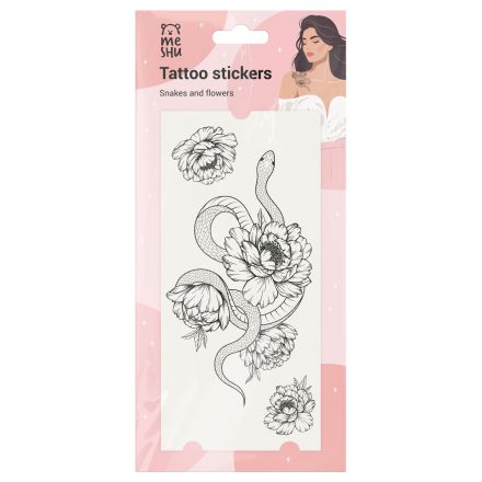 Наклейка-тату MESHU, "Snakes and flowers", 8*17см, инд. уп., европодвес Наклейка-тату MESHU, "Snakes and flowers", 8*17см, инд. уп., европодвес