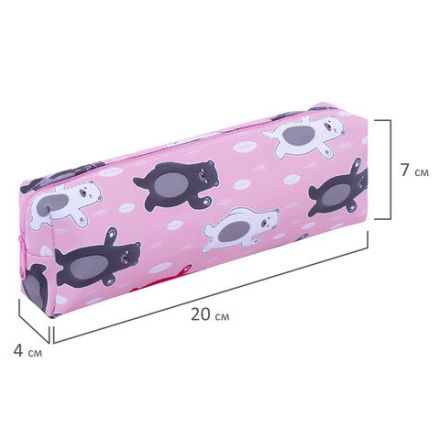 Пенал-косметичка ПИФАГОР, мягкий, "BEAR", прямоугольный, 20х7х4 см, 229266 Пенал-косметичка ПИФАГОР, мягкий, "BEAR", прямоугольный, 20х7х4 см, 229266