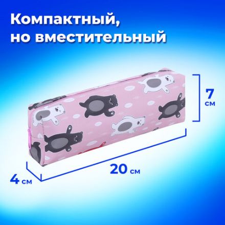 Пенал-косметичка ПИФАГОР, мягкий, "BEAR", прямоугольный, 20х7х4 см, 229266 Пенал-косметичка ПИФАГОР, мягкий, "BEAR", прямоугольный, 20х7х4 см, 229266