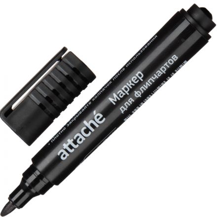 Маркер для флипчартов по бумаге Attache черный 2-3 мм круглый нак Маркер для флипчартов по бумаге Attache черный 2-3 мм круглый нак