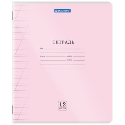 Тетрадь пластиковая обложка (прозрачная) 12 листов, косая линия, BRAUBERG "Smart Cover", АССОРТИ (микс в спайке), 405024