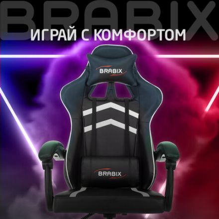 Кресло компьютерное BRABIX "Shooter GM-123", 2 подушки, экокожа, черное/белое, 533191 Кресло компьютерное BRABIX "Shooter GM-123", 2 подушки, экокожа, черное/белое, 533191