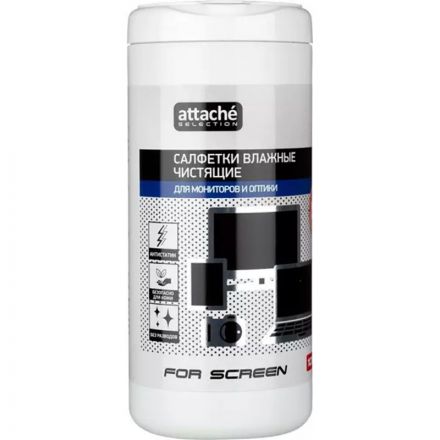 Салфетки Attache Selection For Screen в тубе для экранов антибактериальные (100 штук) Салфетки Attache Selection For Screen в тубе для экранов антибактериальные (100 штук)