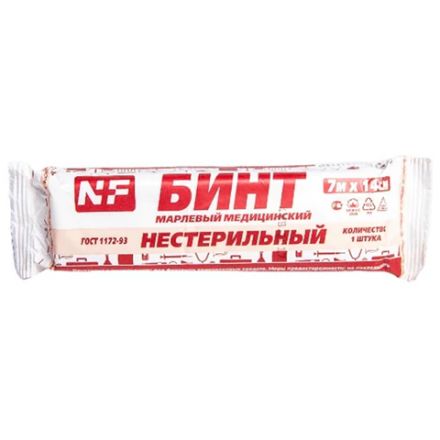 Бинт марлевый нестерильный 14 см х 7 м, плотность 32 (±2) г/м2, индивидуальная упаковка, NF Бинт марлевый нестерильный 14 см х 7 м, плотность 32 (±2) г/м2, индивидуальная упаковка, NF