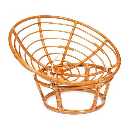 Кресло Папасан/Papasan (23/01 W) /с подушкой и ремешками/ 115х101х104см, коньячный, подушка рогожка, меланж