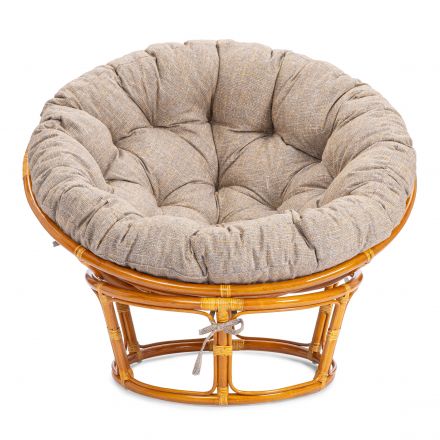 Кресло Папасан/Papasan (23/01 W) /с подушкой и ремешками/ 115х101х104см, коньячный, подушка рогожка, меланж Кресло Папасан/Papasan (23/01 W) /с подушкой и ремешками/ 115х101х104см, коньячный, подушка рогожка, меланж