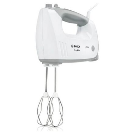 Миксер BOSCH MFQ 36480, 450 Вт, 5 скоростей, 6 насадок, стакан, белый, MFQ36480