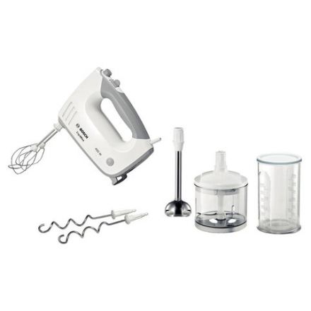 Миксер BOSCH MFQ 36480, 450 Вт, 5 скоростей, 6 насадок, стакан, белый, MFQ36480
