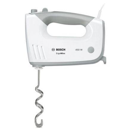 Миксер BOSCH MFQ 36480, 450 Вт, 5 скоростей, 6 насадок, стакан, белый, MFQ36480