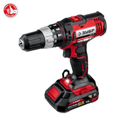 Дрель-шуруповерт ударная АККУМУЛЯТОРНАЯ, с двумя аккумуляторами 2 Ач, 18 В, ЗУБР ДШУ-185-22 Дрель-шуруповерт ударная АККУМУЛЯТОРНАЯ, с двумя аккумуляторами 2 Ач, 18 В, ЗУБР ДШУ-185-22