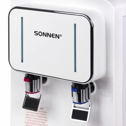 Кулер для воды SONNEN TSE-02W, настольный, НАГРЕВ/ОХЛАЖДЕНИЕ ЭЛЕКТРОННОЕ, 2 крана, белый, 456173