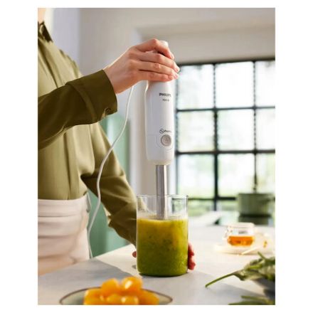 Блендер погружной PHILIPS HR2534/00, 650 Вт, 1 скорость, 1 насадка, стакан, белый