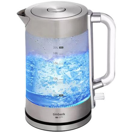 Чайник TIMBERK T-EK27G04, 2 л, 2200 Вт, закрытый нагревательный элемент, стекло, стальной Чайник TIMBERK T-EK27G04, 2 л, 2200 Вт, закрытый нагревательный элемент, стекло, стальной