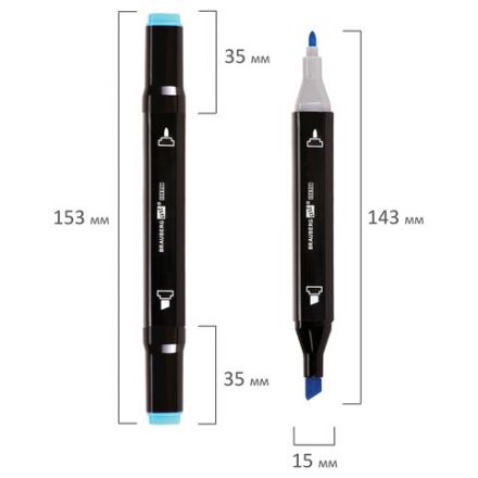 Маркеры для скетчинга двусторонние BRAUBERG ART DEBUT "BLACK", НАБОР 48 шт., пластиковый кейс, 152130