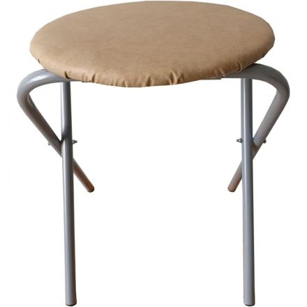 Табурет складной металлический круглый (титан-бежевый) 1435