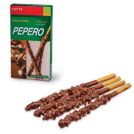Печенье-соломка LOTTE "Pepero Almond", в шоколадной глазури с миндалем, в картонной упаковке, 36 г, Корея, 62004MO Печенье-соломка LOTTE "Pepero Almond", в шоколадной глазури с миндалем, в картонной упаковке, 36 г, Корея, 62004MO