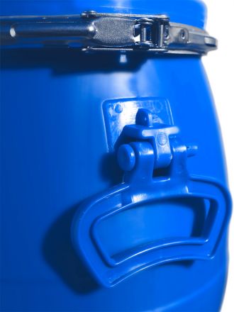 Бочка 20л. круглая, с крышкой и обручем, с ручками синий Бочка 20л. круглая, с крышкой и обручем, с ручками синий