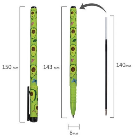 Ручка шариковая BRAUBERG SOFT TOUCH GRIP "AVOCADO", СИНЯЯ, мягкое покрытие, узел 0,7 мм, 143716 Ручка шариковая BRAUBERG SOFT TOUCH GRIP "AVOCADO", СИНЯЯ, мягкое покрытие, узел 0,7 мм, 143716