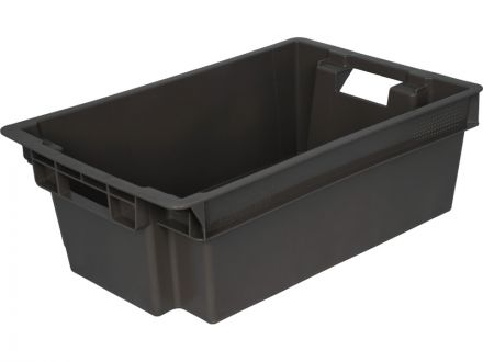 Ящик п/э мясной сплошной 600х400х200 цв. чёрный