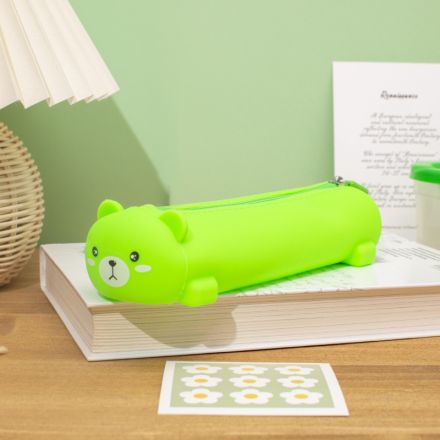 Пенал силиконовый Мишка зеленый 210x50x50 мм Пенал силиконовый Мишка зеленый 210x50x50 мм