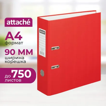 Папка-регистратор с арочным механизмом, Attache Selection Экономи 90 мм, крас, ПБП1, карман на корешке