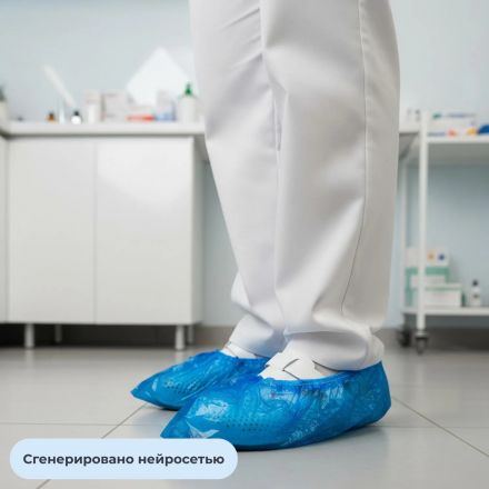 Бахилы 11 г, 2рез, двойные, синий, 25+25 мкм, Комус, 25пар/уп Бахилы 11 г, 2рез, двойные, синий, 25+25 мкм, Комус, 25пар/уп
