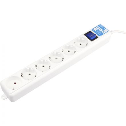 Сетевой фильтр Power Cube PRO, белый, 5м, 6р, 16А (3x1,5мм2)(SPL6-16-P-5М)