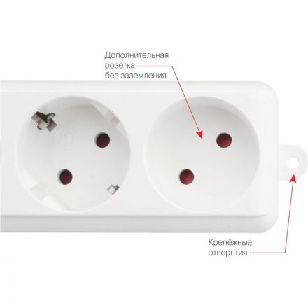 Сетевой фильтр Power Cube PRO, белый, 5м, 6р, 16А (3x1,5мм2)(SPL6-16-P-5М)