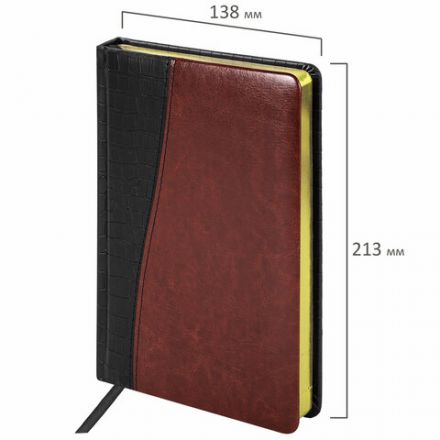 Ежедневник недатированный А5 138х213 мм BRAUBERG "Cayman" под кожу, 160 л., черный/темно-коричневый, 123399 Ежедневник недатированный А5 138х213 мм BRAUBERG "Cayman" под кожу, 160 л., черный/темно-коричневый, 123399