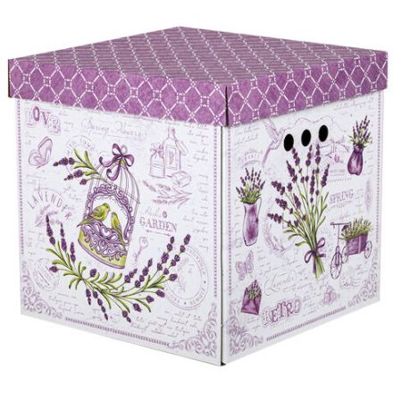 Короб для хранения из плотного микрогофрокартона 315х315х315 мм, КОМПЛЕКТ 3 шт., BRAUBERG HOME "Лаванда", 271817