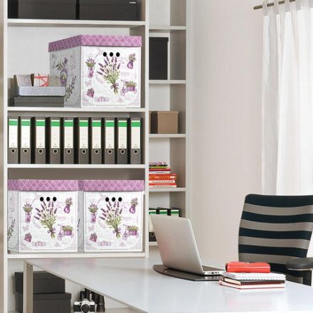 Короб для хранения из плотного микрогофрокартона 315х315х315 мм, КОМПЛЕКТ 3 шт., BRAUBERG HOME "Лаванда", 271817