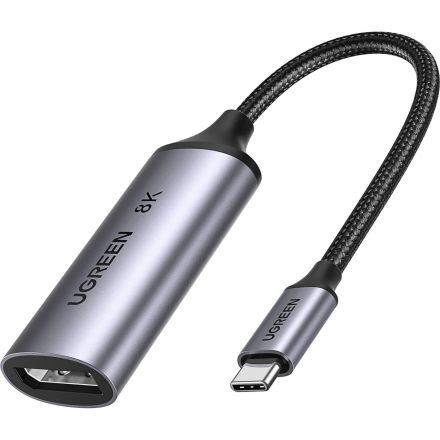 Адаптер UGREEN CM654 (15575) USB-C to DisplayPort 8K@60Hz 10см.  серый