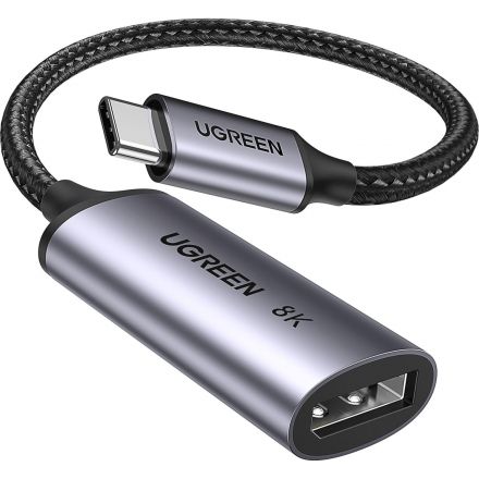 Адаптер UGREEN CM654 (15575) USB-C to DisplayPort 8K@60Hz 10см.  серый