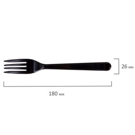 Вилка одноразовая пластиковая 180 мм, черная, КОМПЛЕКТ 50 шт., ЭТАЛОН, WELDAY (ВЭЛДЭЙ), 607838