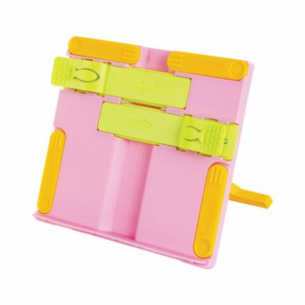 Подставка для книг ЮНЛАНДИЯ, с боковыми зажимами, регулируемый наклон, пластик, розовая, 237907 Подставка для книг ЮНЛАНДИЯ, с боковыми зажимами, регулируемый наклон, пластик, розовая, 237907