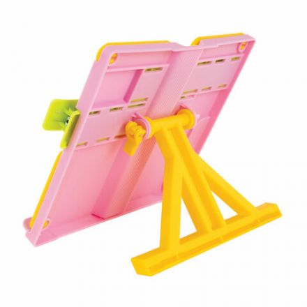 Подставка для книг ЮНЛАНДИЯ, с боковыми зажимами, регулируемый наклон, пластик, розовая, 237907 Подставка для книг ЮНЛАНДИЯ, с боковыми зажимами, регулируемый наклон, пластик, розовая, 237907