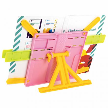 Подставка для книг ЮНЛАНДИЯ, с боковыми зажимами, регулируемый наклон, пластик, розовая, 237907 Подставка для книг ЮНЛАНДИЯ, с боковыми зажимами, регулируемый наклон, пластик, розовая, 237907