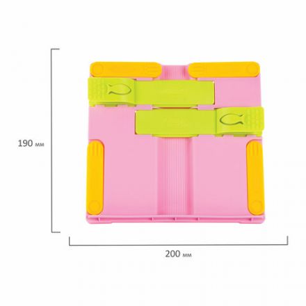 Подставка для книг ЮНЛАНДИЯ, с боковыми зажимами, регулируемый наклон, пластик, розовая, 237907 Подставка для книг ЮНЛАНДИЯ, с боковыми зажимами, регулируемый наклон, пластик, розовая, 237907